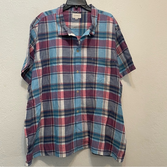 Lucky Brand Men's Short Sleeve Plaid Shirt Cotton/Linen Multi Color size 3XL - Picture 1 of 8